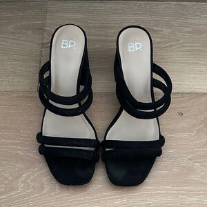 BP Black Triple Strap Heels
